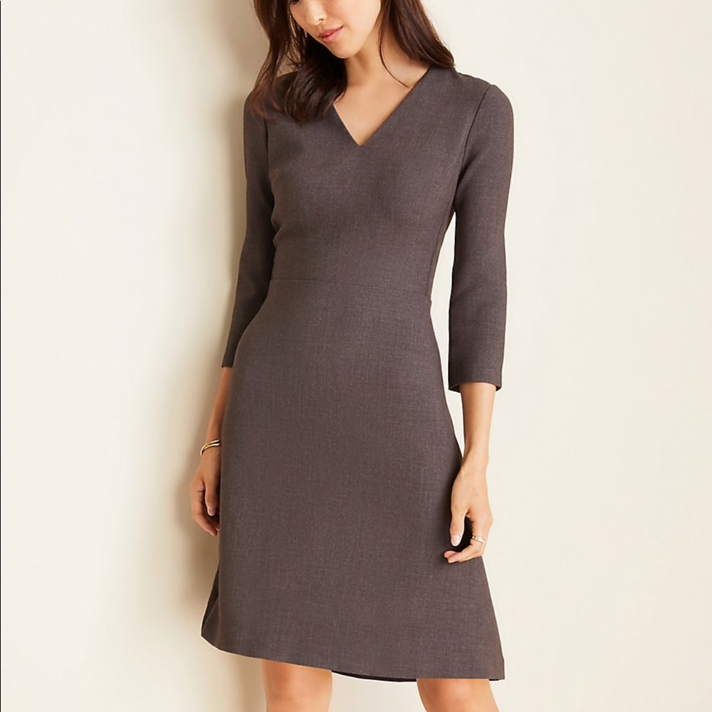 NWOT Ann Taylor Doubleweave V-Neck Flare Dress